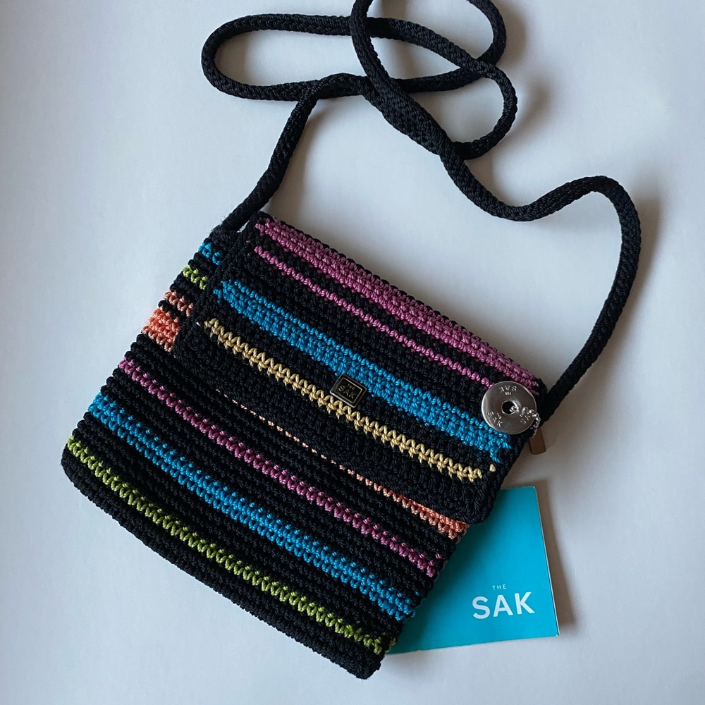 The SAK colorful crossbody knitted handbag